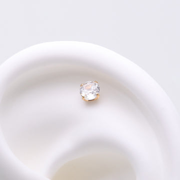 Detail View 1 of Implant Grade Titanium OneFit Threadless Golden Prong Claw Set Sparkle Gem Top Part-Clear Gem